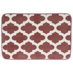 Sultan's Linens Lattice Design 16 x 24 in Comfort Plush Bath Mat Rug Rose/White